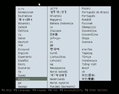 Image du choix du langage d’Ubuntu