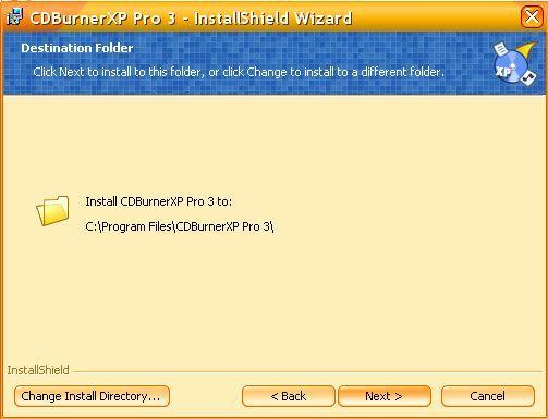 Répertoire d’installation de CDBurner XP Pro
