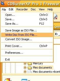Graver une image ISO
