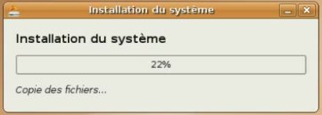 Image de la barre d’état de l’avancement de l’installation d’Ubuntu