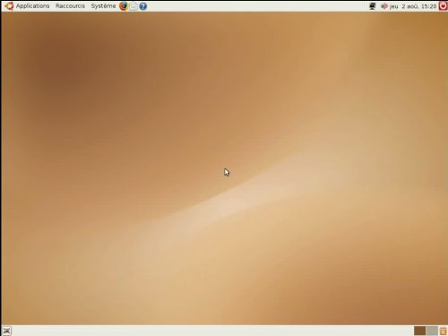 Image du bureau Ubuntu de base (après installation et redémarrages successifs)