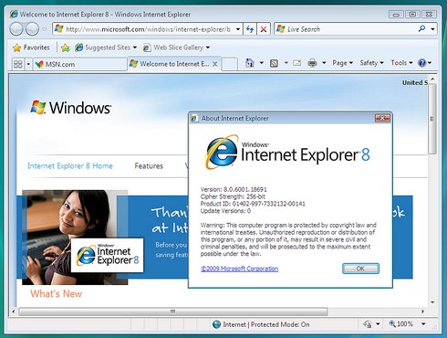 Internet Explorer 8 rtm sur Windows Vista