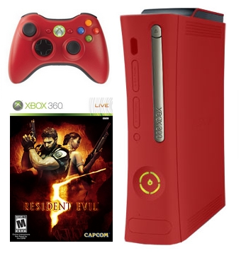 xbox 360 elite rouge avec resident evil et manette rouge